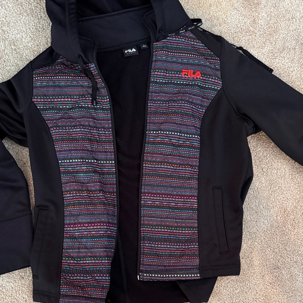Fila Black Jacket with Colorful Stripes